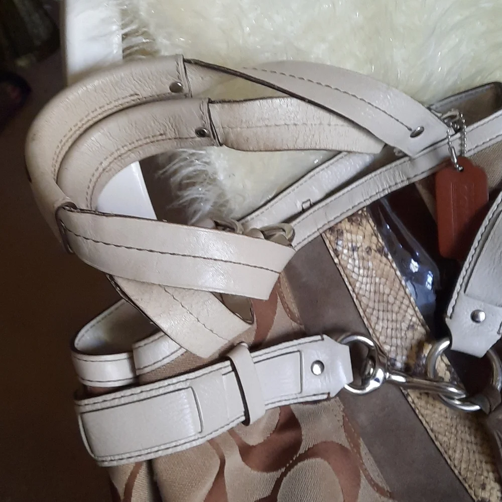 COACH Hampton Python/Leather Satchel - Picture 8 of 10
